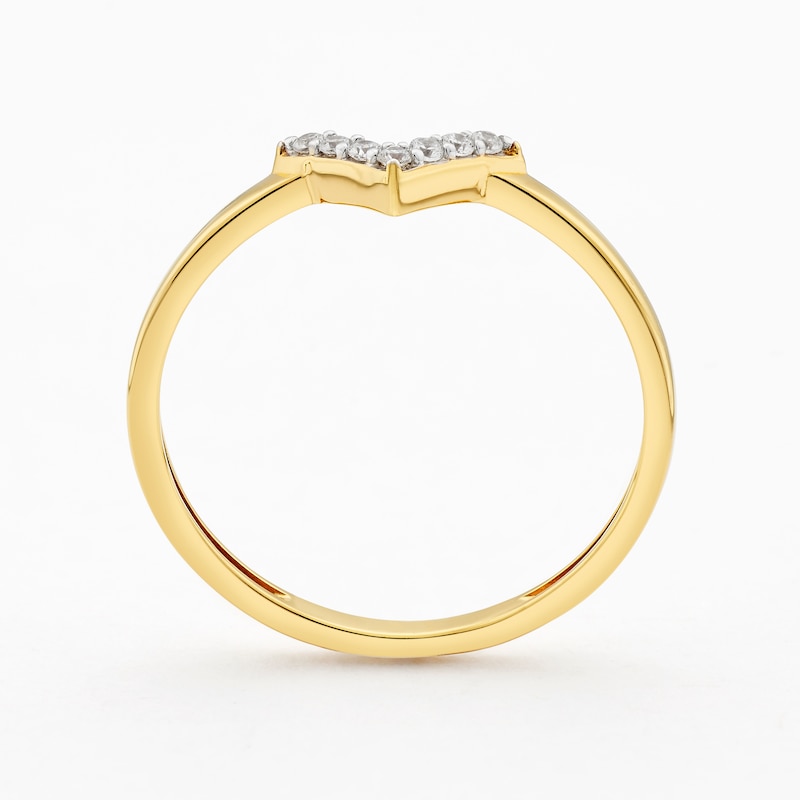 Main Image 3 of Sterling Silver Yellow Gold Plated Cubic Zirconia V Ring