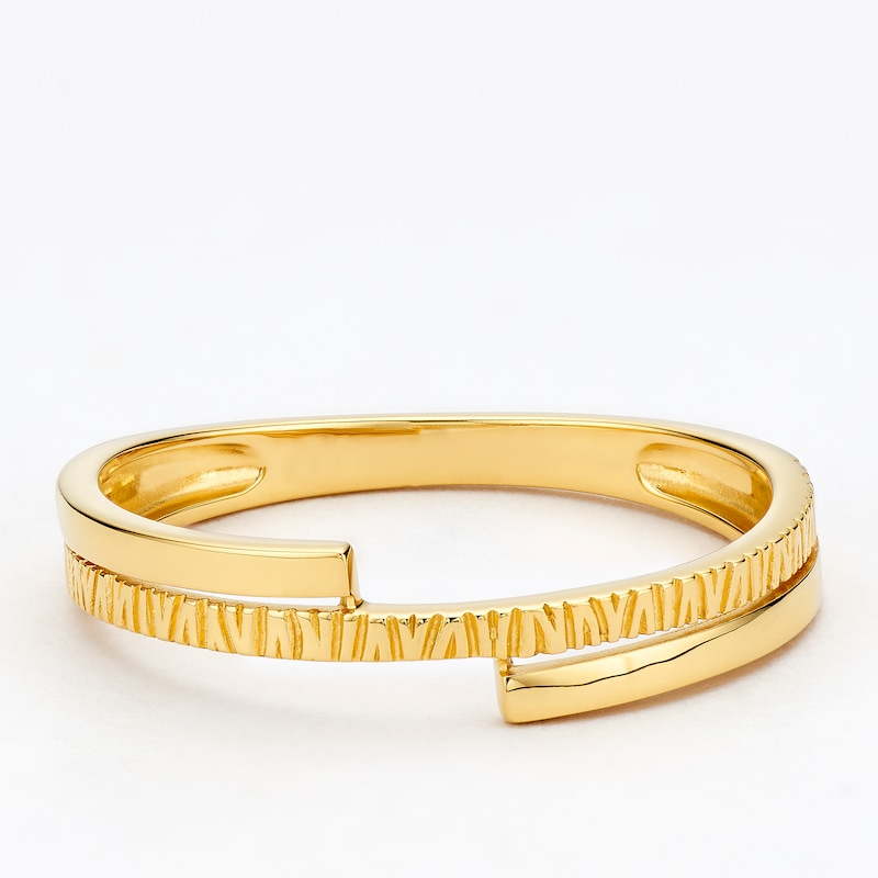 Main Image 1 of Sterling Silver Yellow Gold Plated Polished & Textured Ring