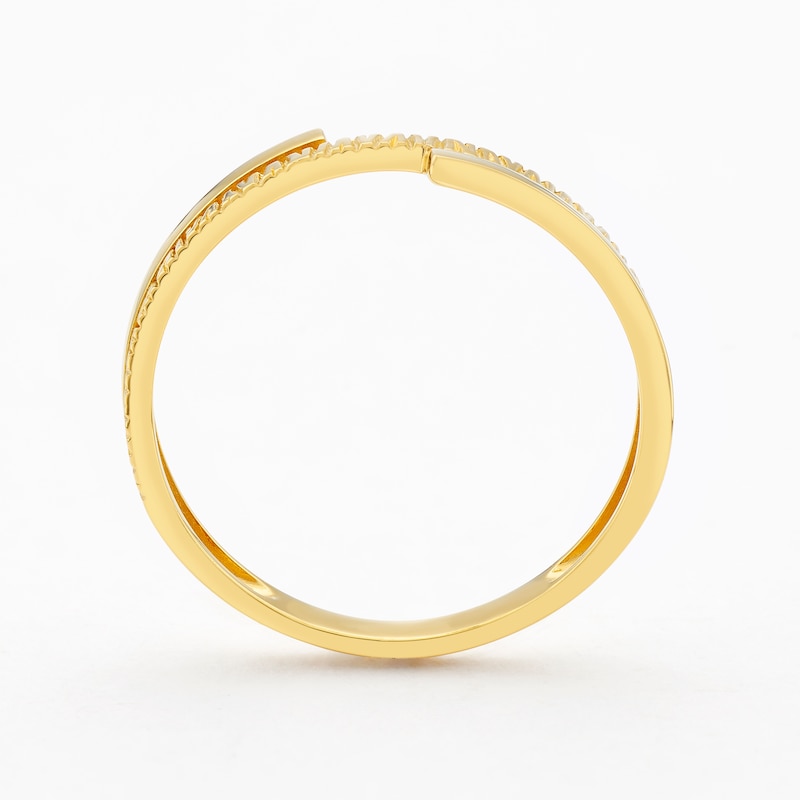 Main Image 3 of Sterling Silver Yellow Gold Plated Polished & Textured Ring