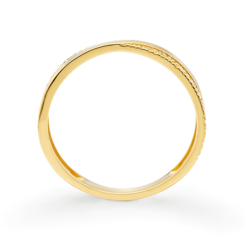 Main Image 3 of Sterling Silver Yellow Gold Plated Polished & Textured Crossover Ring
