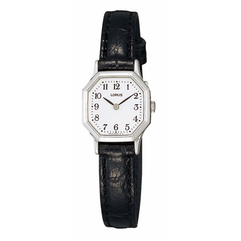 Main Image 1 of Lorus Ladies' Hexagon Black Leather Strap Watch