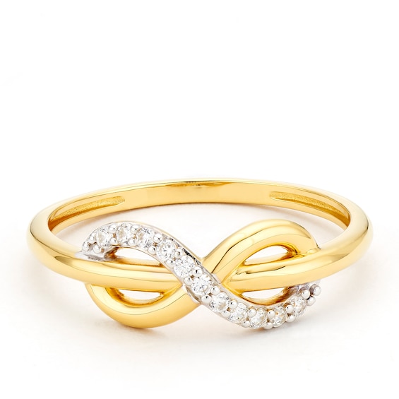 Sterling Silver Yellow Gold Plated Cubic Zirconia Infinity Ring