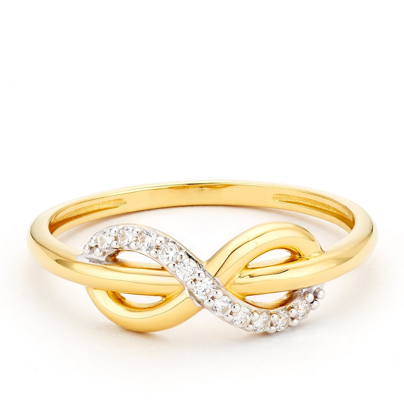 Main Image 1 of Sterling Silver Yellow Gold Plated Cubic Zirconia Infinity Ring