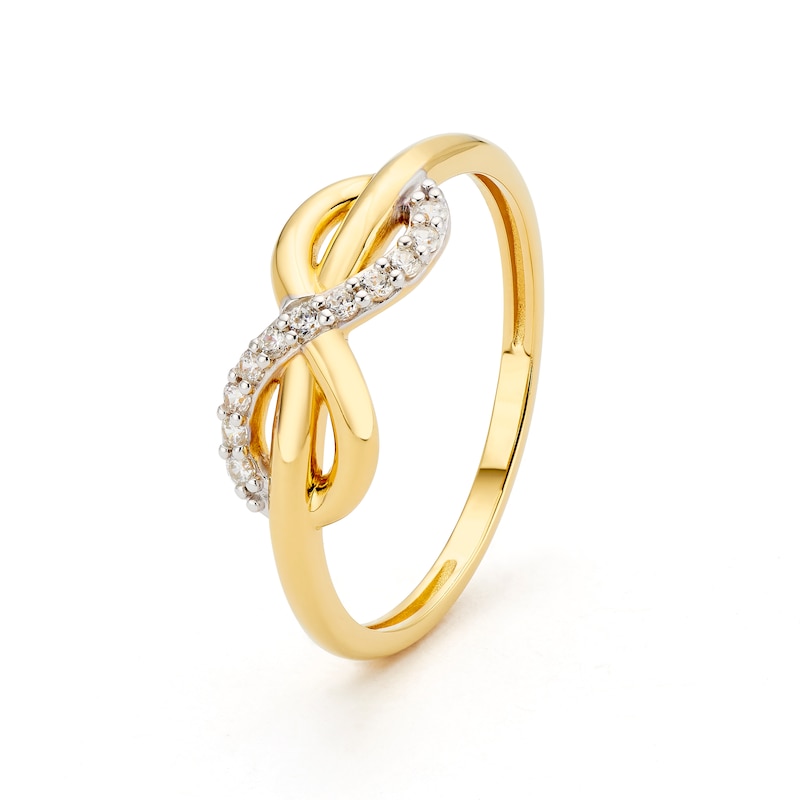 Main Image 2 of Sterling Silver Yellow Gold Plated Cubic Zirconia Infinity Ring