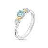 Thumbnail Image 2 of Sterling Silver & 9ct Gold Blue Topaz Three Stone Ring