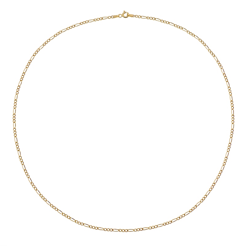 Main Image 2 of 9ct Yellow Gold 20" Dainty Figaro Chain
