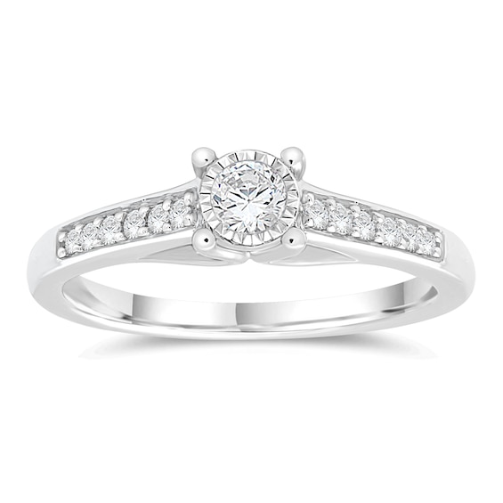 9ct White Gold 0.25ct Diamond Illusion Set Solitaire Ring