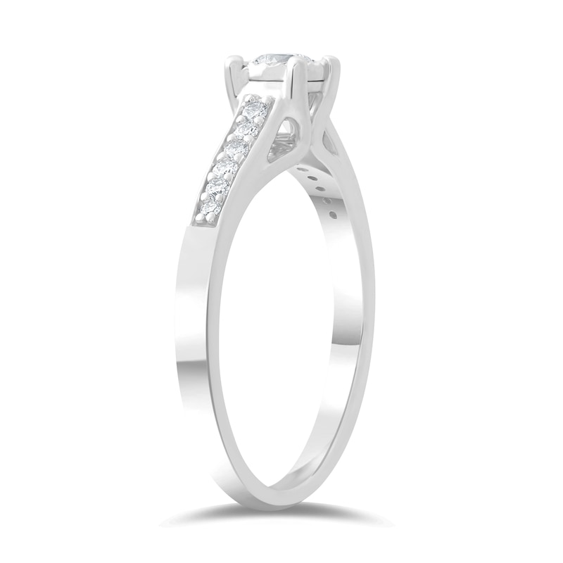 Main Image 2 of 9ct White Gold 0.25ct Diamond Illusion Set Solitaire Ring