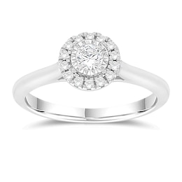 Engagement Ring 9ct White Gold 0.25ct Diamond Halo Ring