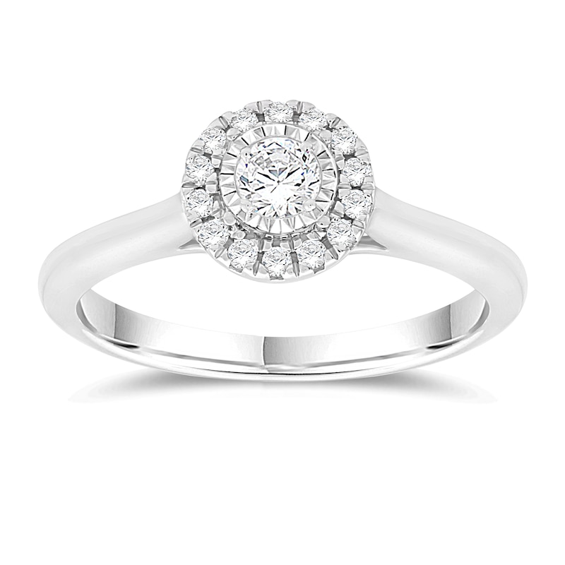 Main Image 1 of Engagement Ring 9ct White Gold 0.25ct Diamond Halo Ring