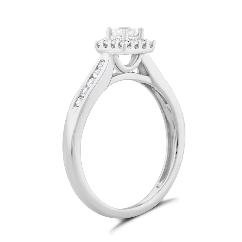 9ct White Gold 0.33ct Diamond Princess Halo Ring