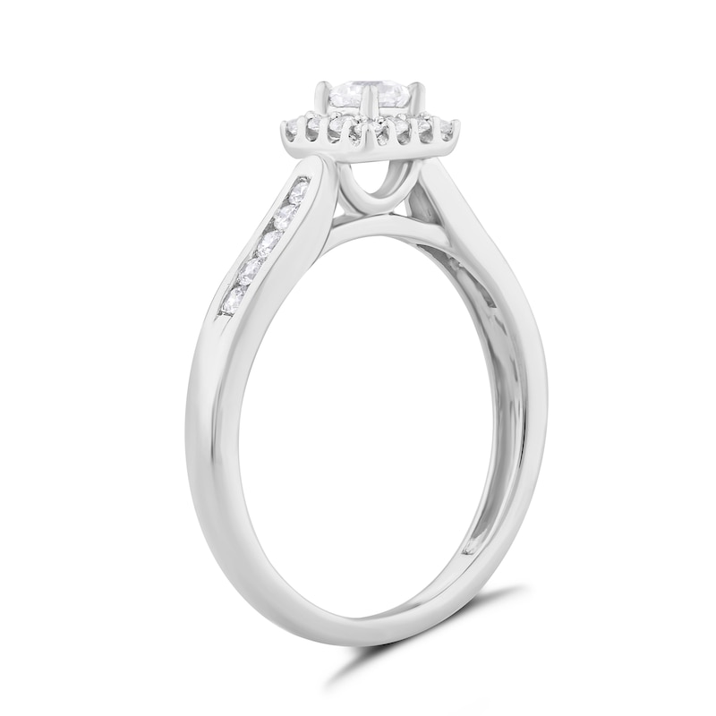 Main Image 2 of 9ct White Gold 0.33ct Diamond Princess Halo Ring
