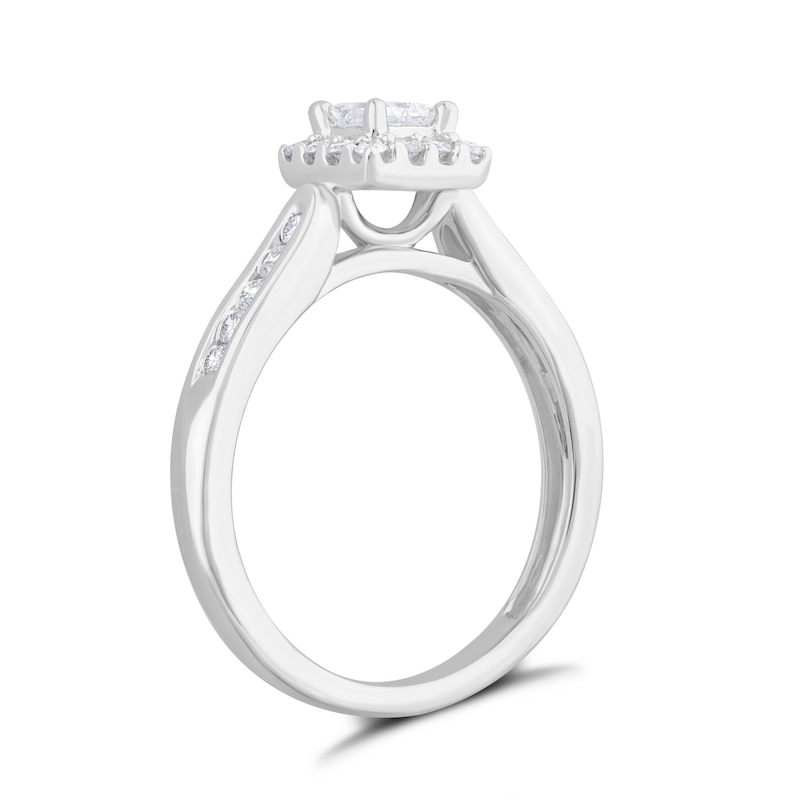 Main Image 2 of 9ct White Gold 0.50ct Diamond Princess Halo Ring