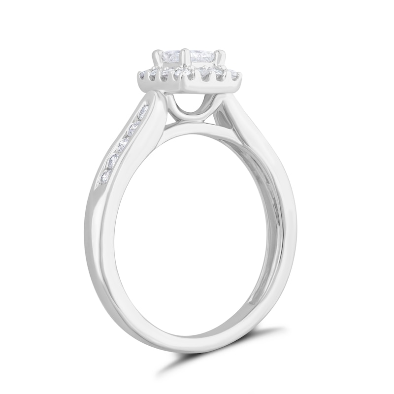 9ct White Gold 0.50ct Diamond Princess Halo Ring