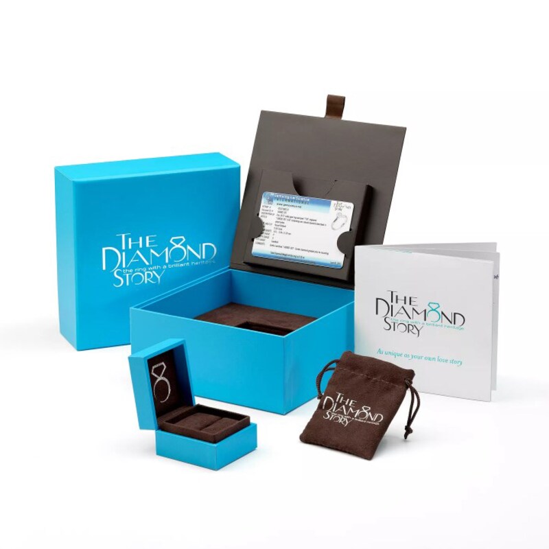 Main Image 2 of Engagement Ring The Diamond Story 18ct White Gold Round Halo 0.50ct Total Diamond Ring