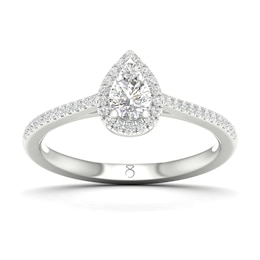 The Diamond Story 18ct White Gold Pear 0.33ct Total Diamond Ring