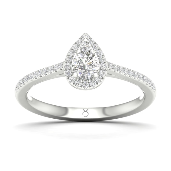The Diamond Story 18ct White Gold Pear 0.33ct Total Diamond Ring