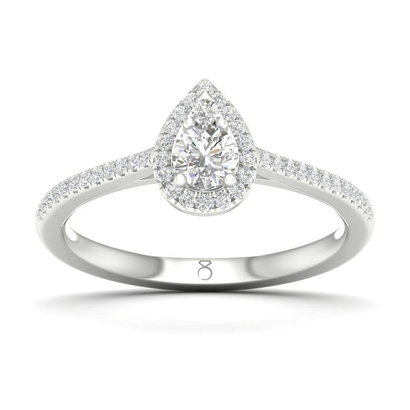 Main Image 1 of The Diamond Story 18ct White Gold Pear 0.33ct Total Diamond Ring