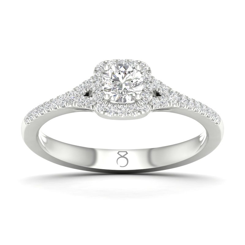 Main Image 1 of The Diamond Story 18ct White Gold Halo 0.33ct Total Diamond Ring