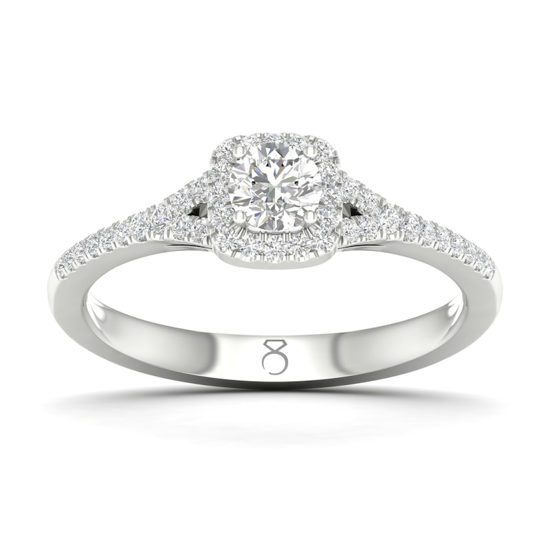 The Diamond Story 18ct White Gold Halo 0.33ct Total Diamond Ring