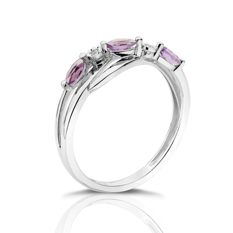 Main Image 2 of 9ct White Gold Diamond & Marquise Amethyst Eternity Ring