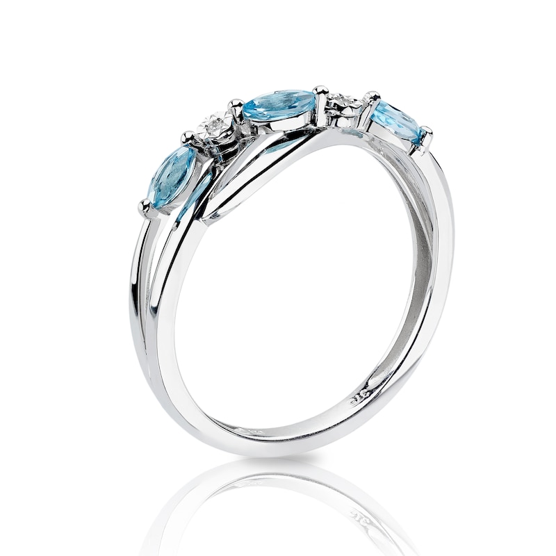 Main Image 2 of 9ct White Gold Diamond & Marquise Topaz Eternity Ring