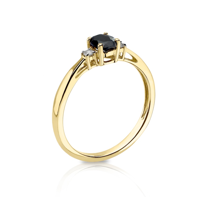Main Image 2 of 9ct Yellow Gold Diamond & Oval Sapphire Ring