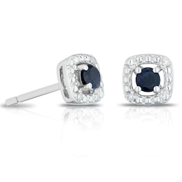 Silver Diamond & Sapphire September Birthstone Earrings