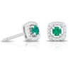 Thumbnail Image 0 of Silver Diamond & Created Emerald May Birthstone Earrings