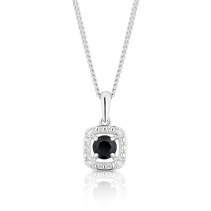 Silver Diamond & Sapphire September Birthstone Pendant