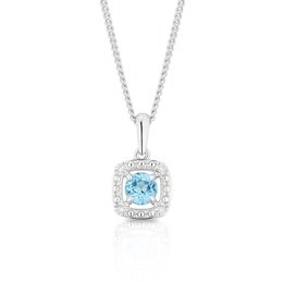 Sterling Silver Diamond & Topaz November Birthstone Pendant