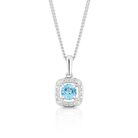 Sterling Silver Diamond and Topaz November Birthstone Pendan