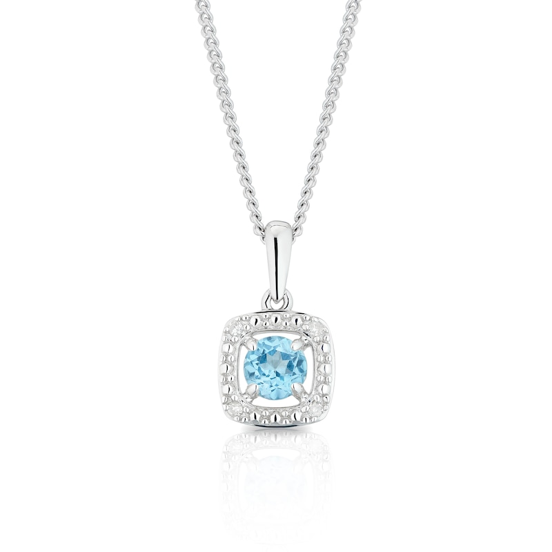 Silver Diamond & Topaz November Birthstone Pendant