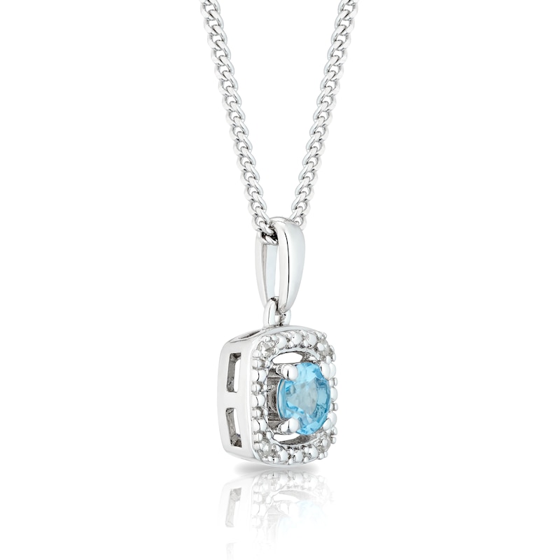 Silver Diamond & Topaz November Birthstone Pendant