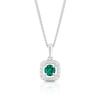 Thumbnail Image 0 of Silver Diamond & Created Emerald May Birthstone Pendant