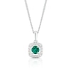 Thumbnail Image 1 of Sterling Silver Diamond & Created Emerald May Birthstone Pendant