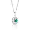 Thumbnail Image 1 of Silver Diamond & Created Emerald May Birthstone Pendant