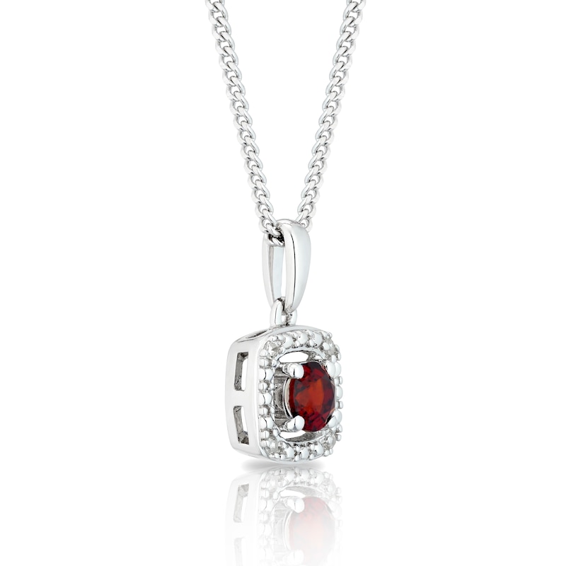 Main Image 2 of Sterling Silver Diamond & Garnet January Birthstone Pendant
