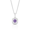 Thumbnail Image 1 of Sterling Silver Diamond & Amethyst February Birthstone Pendant