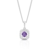 Thumbnail Image 0 of Silver Diamond & Amethyst February Birthstone Pendant