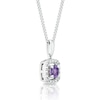 Thumbnail Image 1 of Silver Diamond & Amethyst February Birthstone Pendant