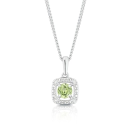 Sterling Silver Diamond & Peridot August Birthstone Pendant