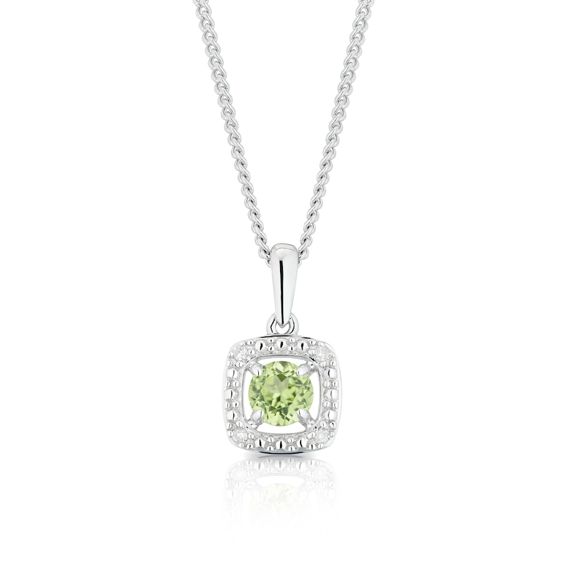 Silver Diamond Peridot Pendant
