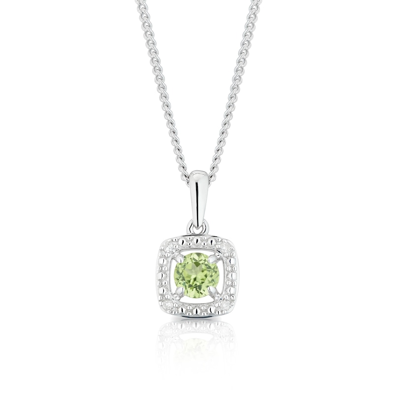 Silver Diamond Peridot Pendant 