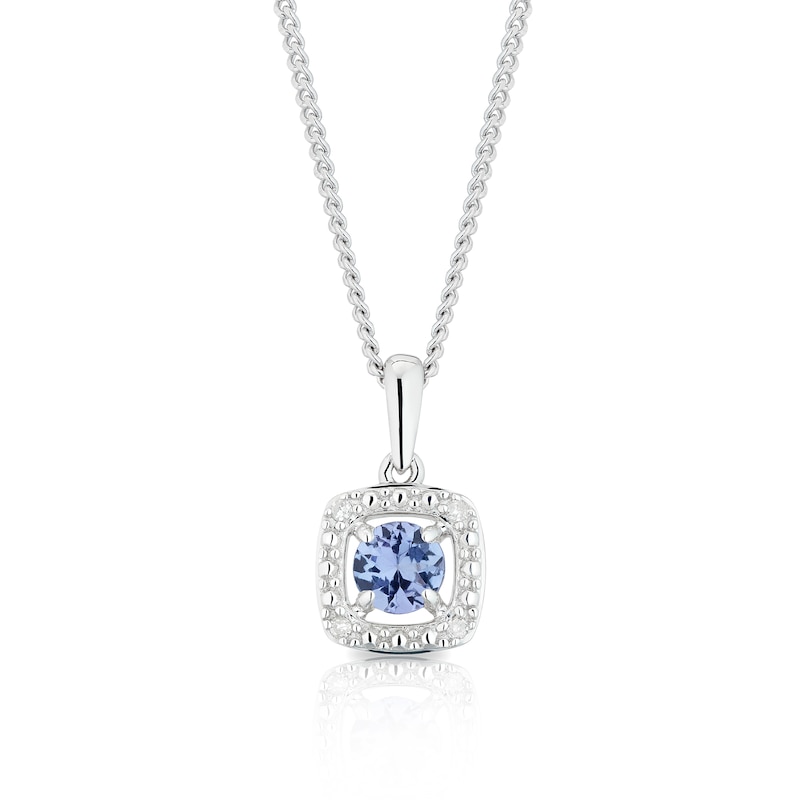 Main Image 1 of Sterling Silver Diamond & Tanzanite December Birthstone Pendant