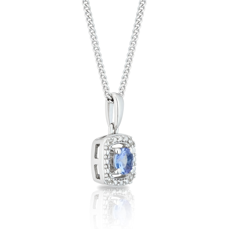 Silver Diamond & Tanzanite December Birthstone Pendant