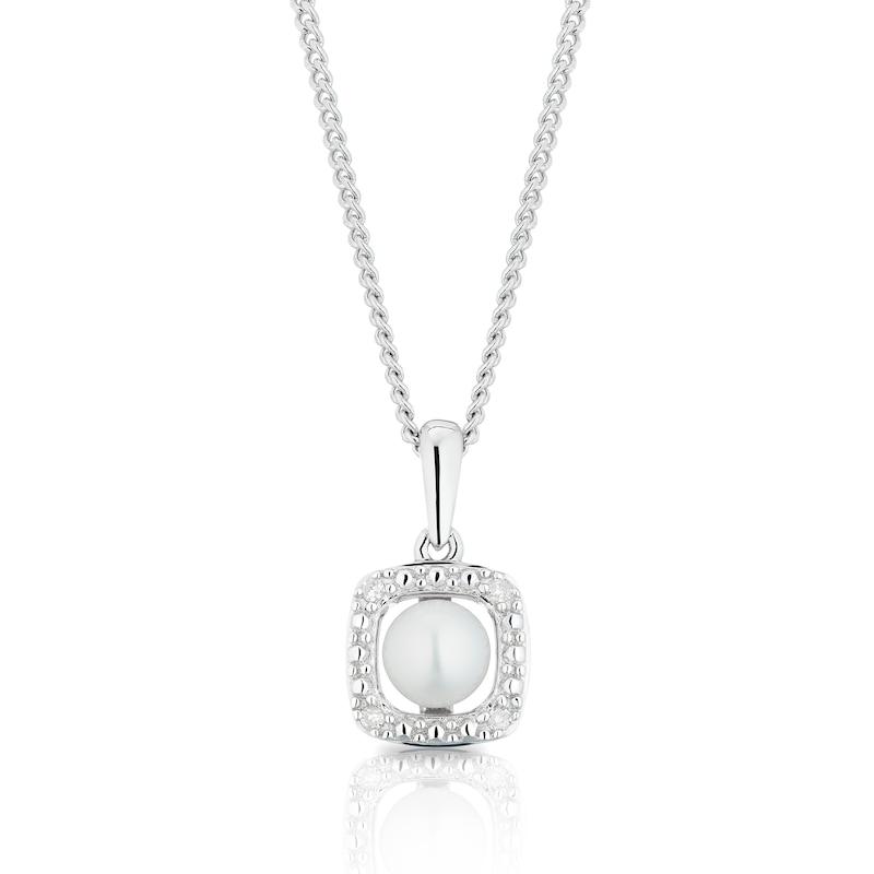 Main Image 1 of Sterling Silver Diamond & June Pearl Birthstone Pendant
