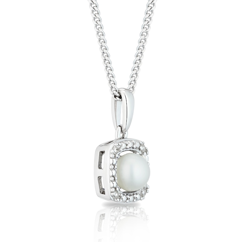 Main Image 2 of Sterling Silver Diamond & June Pearl Birthstone Pendant