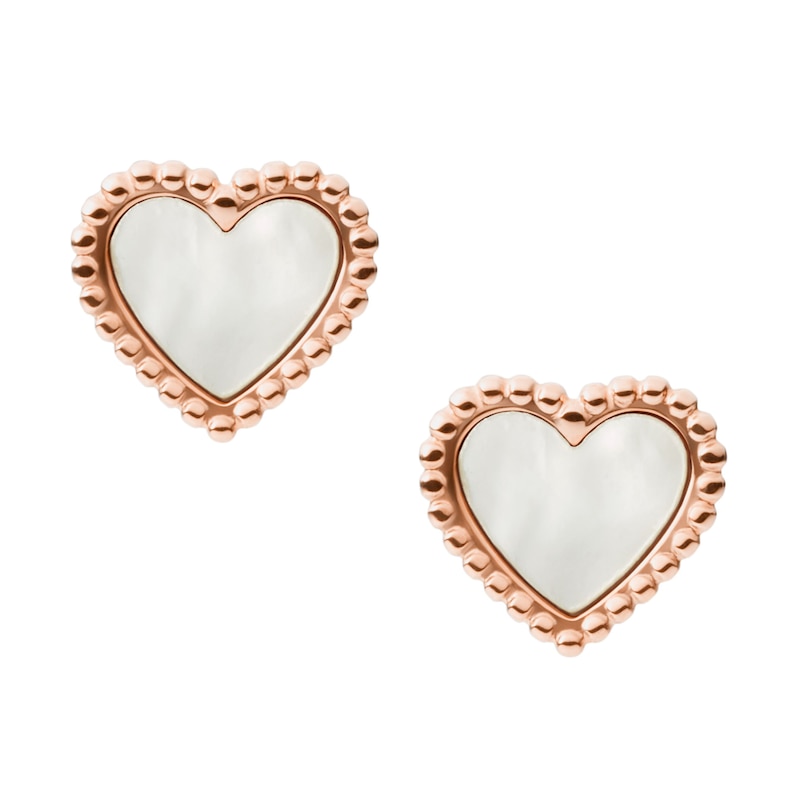 Main Image 1 of Fossil I Heart You Rose Gold Tone Mother Of Pearl Earrings