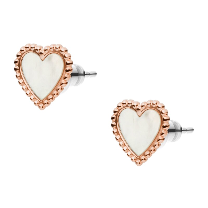 Main Image 2 of Fossil I Heart You Rose Gold Tone Mother Of Pearl Earrings